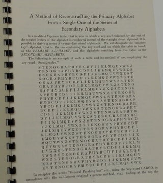 Riverbank Publications No. 15 : A Method of Reconstructing the Primary Alphabet from a Single One of the Series of Secondary Alphabets