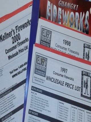 Item #26982 Kellner's Fireworks Consumer Fireworks Wholesale Price Lists for 1998, 1998, and...