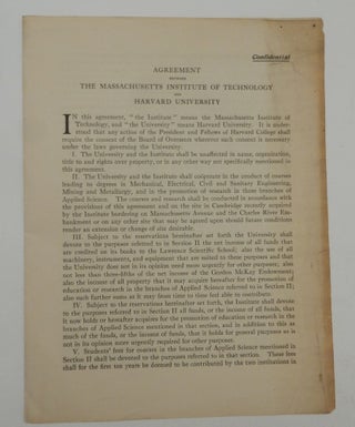 Item #27010 "Agreement Between The Massachusetts Institute of Technology and Harvard University"...