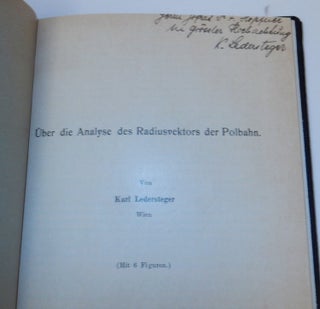 Item #27038 Über die analyse des radiusvektors der Polbahn. Karl Ledersteger