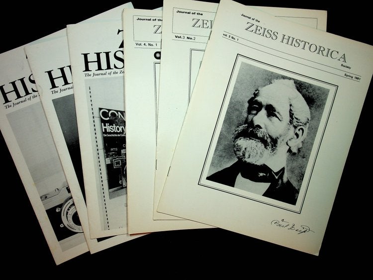 Item #27073 Journal of the Zeiss Historica Society, complete run from Volume 3, No 1 Spring 1981 through Volume 28, No 1, Spring 2006, a total of 51 issues. Lawrence Gubas, many others.