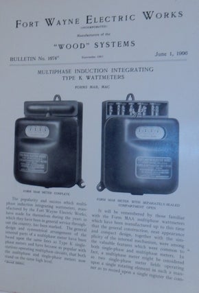 Item #27155 Wood Systems. Bulletin No.1074. Multiphase Inducation Integrating Type K Wattmeters...