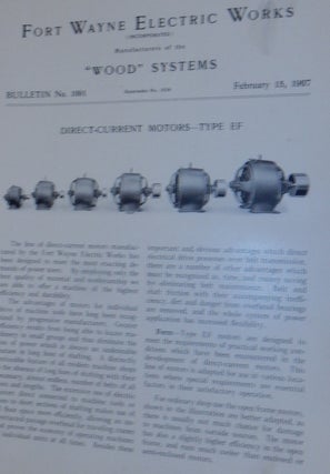 Item #27160 Wood Systems. Bulletin No.1091. Direct-Current Motors - Type EF February 15, 1907....