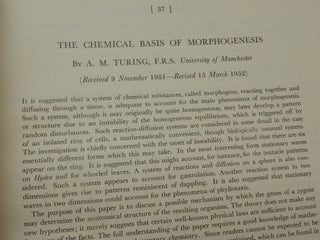 Item #27239 The Chemical Basis of Morphogenesis. A. M. Turing, Alan