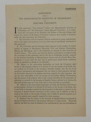 Item #27241 "Agreement Between The Massachusetts Institute of Technology and Harvard University"...