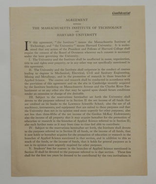 Item #27241 "Agreement Between The Massachusetts Institute of Technology and Harvard University"...