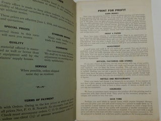 Print for Profit : A Catalogue of PRESSES, TYPE, SUPPLIES Complete Equipment for the PRINTER