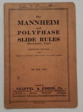 Item #27331 The Mannheim and Polyphase Slide Rules ( Mannheim Type ) Complete Manual with Tables...