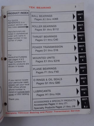 TEK Bearings '80 "The Blue Book of Bearings" TEK Catalog '80