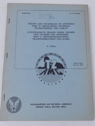 Item #27369 Theory and Techniques of Antennas Part II: Broad-Band Antennas, Transformers and...