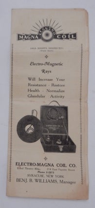 Item #27393 Electro-Magna Coil Co. brochure. Benjamin B. Williams, Manager