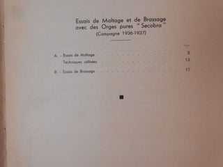 Essais de Maltage et de Brassage avec des Orges pures Secobra (Campagne 1936-1937)