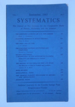 Item #27411 "The Scientific Activity of J. W. Von Goethe" IN SYSTEMATICS, Vol 3., No 2.,...