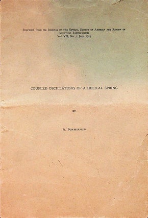 Item #27463 Coupled Oscillations of a Helical Spring. A. Sommerfeld, Arnold