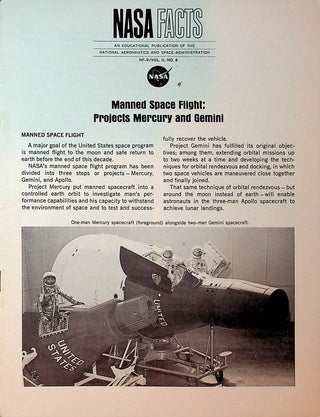 Item #27508 Manned Space Flight : Projects Mercury and Gemini. National Aeronautics, Space...