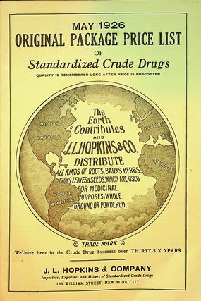 Item #27605 May 1926 Original Package Price list of Standardized Crude Drugs. J. L. Hopkins, Company