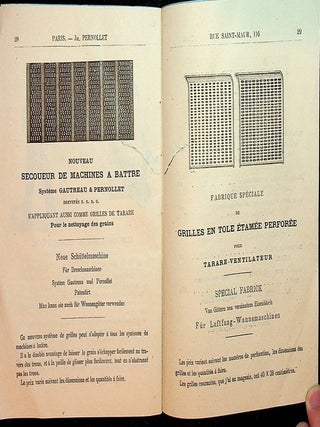 Machines & instruments d'agriculture : fabrique spéciale d'appareils à nettoyer, ventiler, cribler, trier et diviser tous les grains et toutes les graines en général