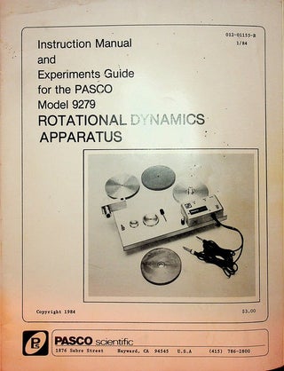 Item #27619 Instruction Manual and Experiments Guide for the PASCO Model 9279 Rotational Dynamics...