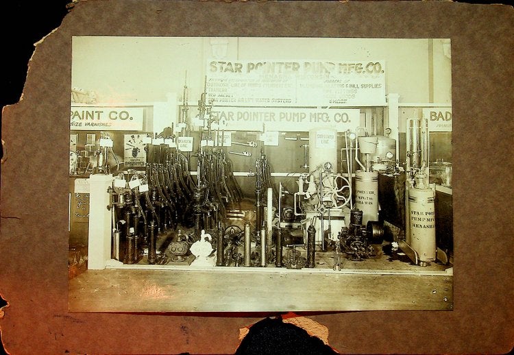 Item #27642 [Photograph] Photograph of a trade show booth for Star Pointer Pump Mfg. Co. of Menasha Wisconsin circa 1900. Star Pointer Pump Mfg. Co.