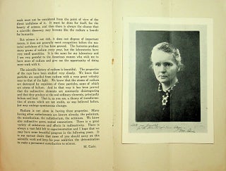 The Discovery of Radium. Address by Madame M. Curie at Vassar College May 14, 1921. Ellen S. Richards Monographs no. 2 Published by Vassar College