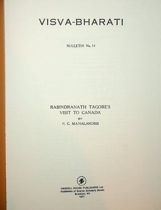Item #27778 Visva-Bharati Bulletin No. 14 : Rabindranath Tagore's Visit to Canada [ and...