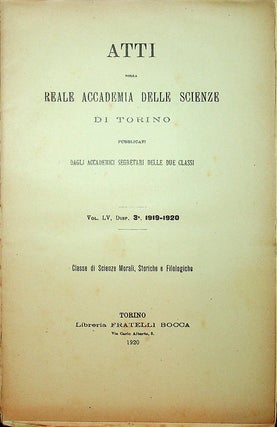 Item #27796 Atti Della Reale Accademia Delle Scienze Di Torino Pubblicati Dagli Accademici...