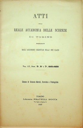 Item #27798 Atti Della Reale Accademia Delle Scienze Di Torino Pubblicati Dagli Accademici...