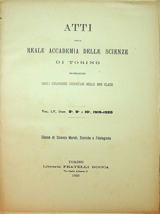 Item #27799 Atti Della Reale Accademia Delle Scienze Di Torino Pubblicati Dagli Accademici...