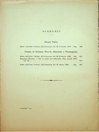 Atti Della Reale Accademia Delle Scienze Di Torino Pubblicati Dagli Accademici Segretari Delle Due Classi : Vol LV, Disp 8a, 9a, e 10a 1919-1920 : Classe di Scienze Morali, Storiche e Filologiche