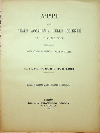Item #27800 Atti Della Reale Accademia Delle Scienze Di Torino Pubblicati Dagli Accademici...
