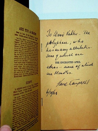 Item #27804 The Enchanted April - A Comedy in a Prologue and Three Acts. Kane Campbell