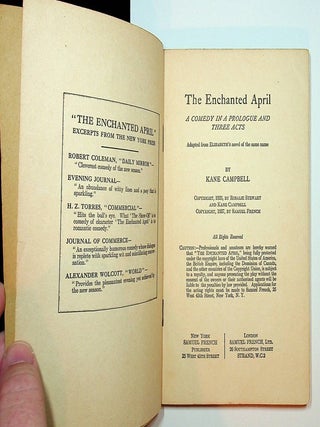 The Enchanted April - A Comedy in a Prologue and Three Acts