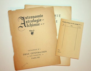 Item #27836 Astronomie Astrologie Alchimie Catalogue No. 1 [ cover title ]. Emile Offenbacher