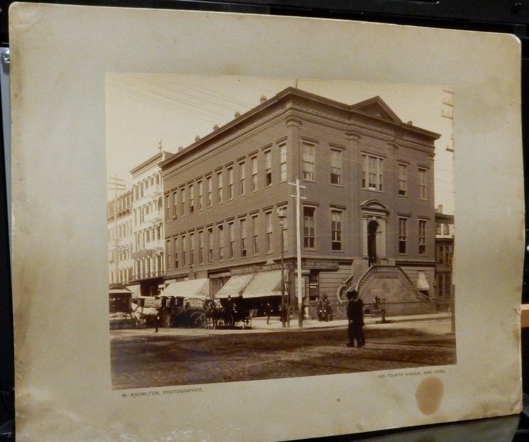 Item #27880 Large photograph by W. Knowlton - the corner of Fourth Avenue and 23rd street, New York City circa 1900. Photographer W. Knowlton.