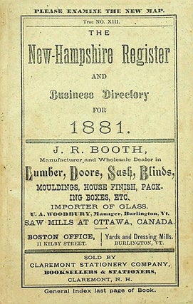 Item #27910 The New Hampshire Register, Farmers' Almanac, and Business Directory, for 1881. S. L....
