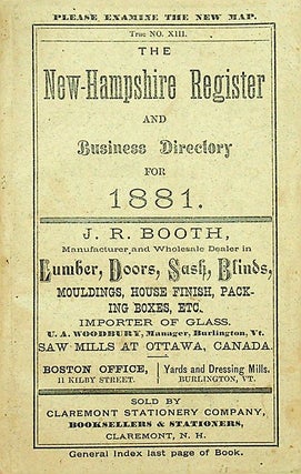 Item #27910 The New Hampshire Register, Farmers' Almanac, and Business Directory, for 1881. S. L....