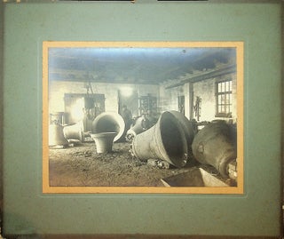 Item #27937 [Photography, Industrial] Silver print of a Bell foundry showing eight very large bells