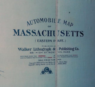 Item #28013 Automobile Map of MASSACHUSETTS (Eastern Part.) [ 1909 ]. Walker Lithograph,...
