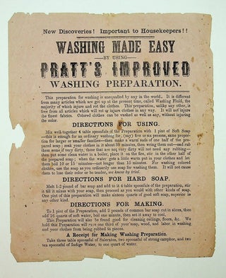 Item #28079 [ Broadside ] New discoveries! Important to housekeepers! [caption title] | Washing...