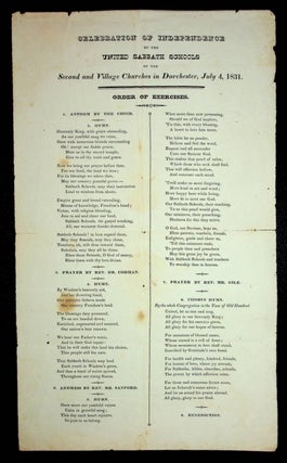 Item #28080 [ Broadside ] Celebration of Independence by the United Sabbath Schools of the Second...