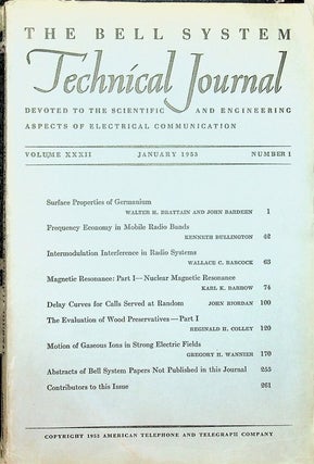 Item #28108 Surface Properties of Germanium IN The Bell System Technical Journal Volume XXXII Jan...