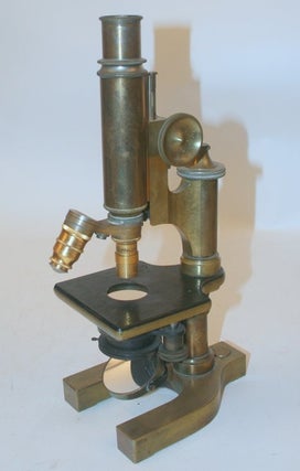 [ artifact, microscope ] Brass microscope, unsigned but Bausch and Lomb body Serial number 43899