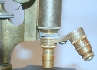 [ artifact, microscope ] Brass microscope, unsigned but Bausch and Lomb body Serial number 43899
