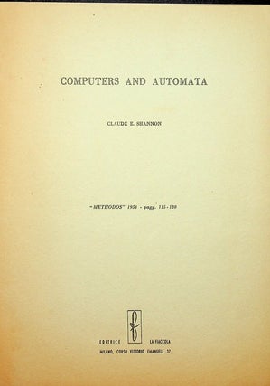 Item #28144 Computers and Automata. Claude E. Shannon