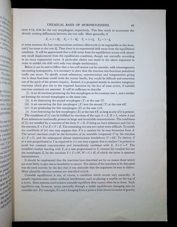 The Chemical Basis of Morphogenesis | A. M. Turing, Alan | First Edition
