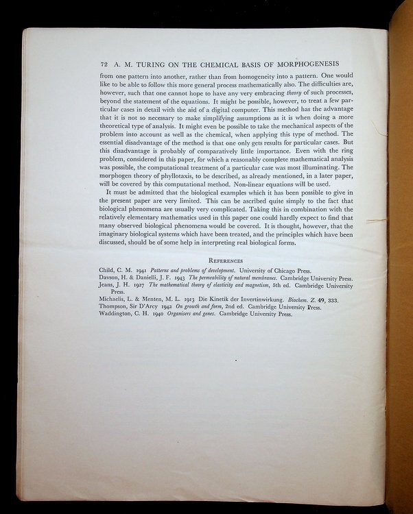 The Chemical Basis of Morphogenesis | A. M. Turing, Alan | First Edition