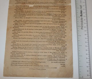 [Broadside] Sentences of the Prisoners, Tried at BODMIN, on Tuesday March, the 26th 1839 before Mr. Baron Gurney and Mr. Justice Maule.