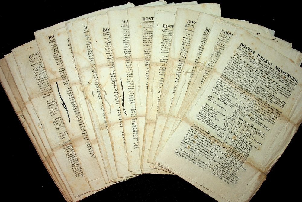 Item #28225 Twenty two issues of the Boston Weekly Messenger from 1818 and 1819. Nathan Hale, publisher.