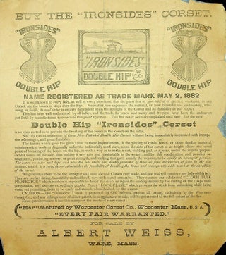 Item #28315 [ Broadside ] BUY THE "IRONSIDES" CORSET...Name registered as Trade Mark May 2, 1882...