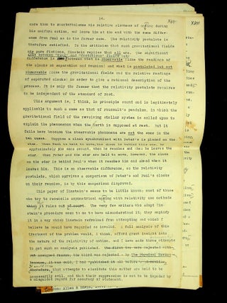 Original typescript for the introduction to Bergson's book "Duration and Simultaneity with reference to Einsteins Theory"